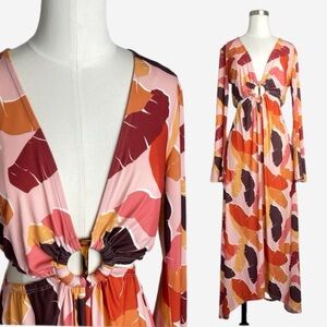 Never Fully Dressed Cutout Hebe Dress asymmetric resort palm stretchy slinky 8